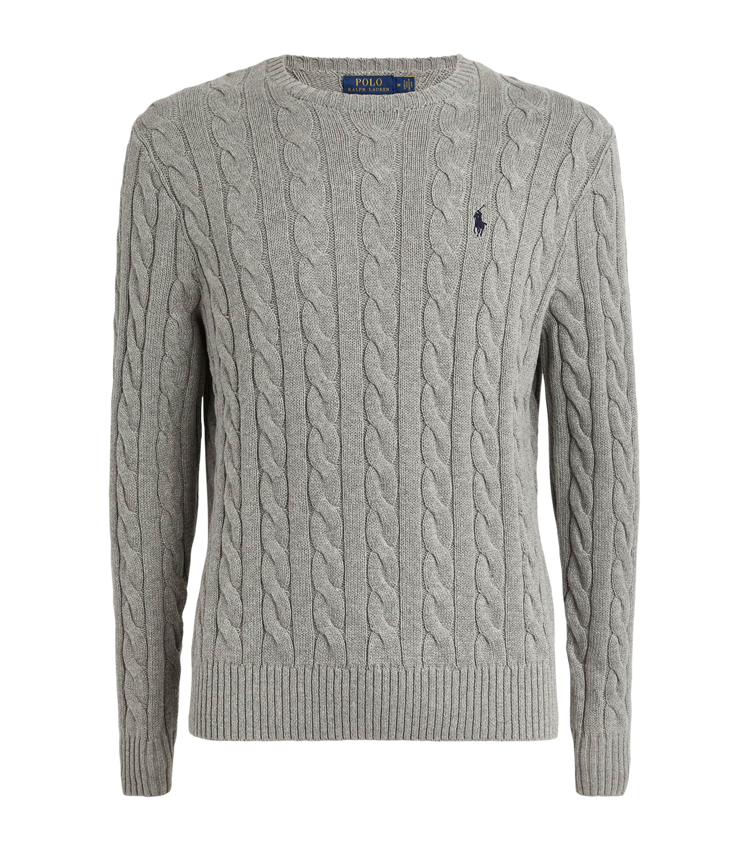 Cable-Knit Polo Logo Sweater