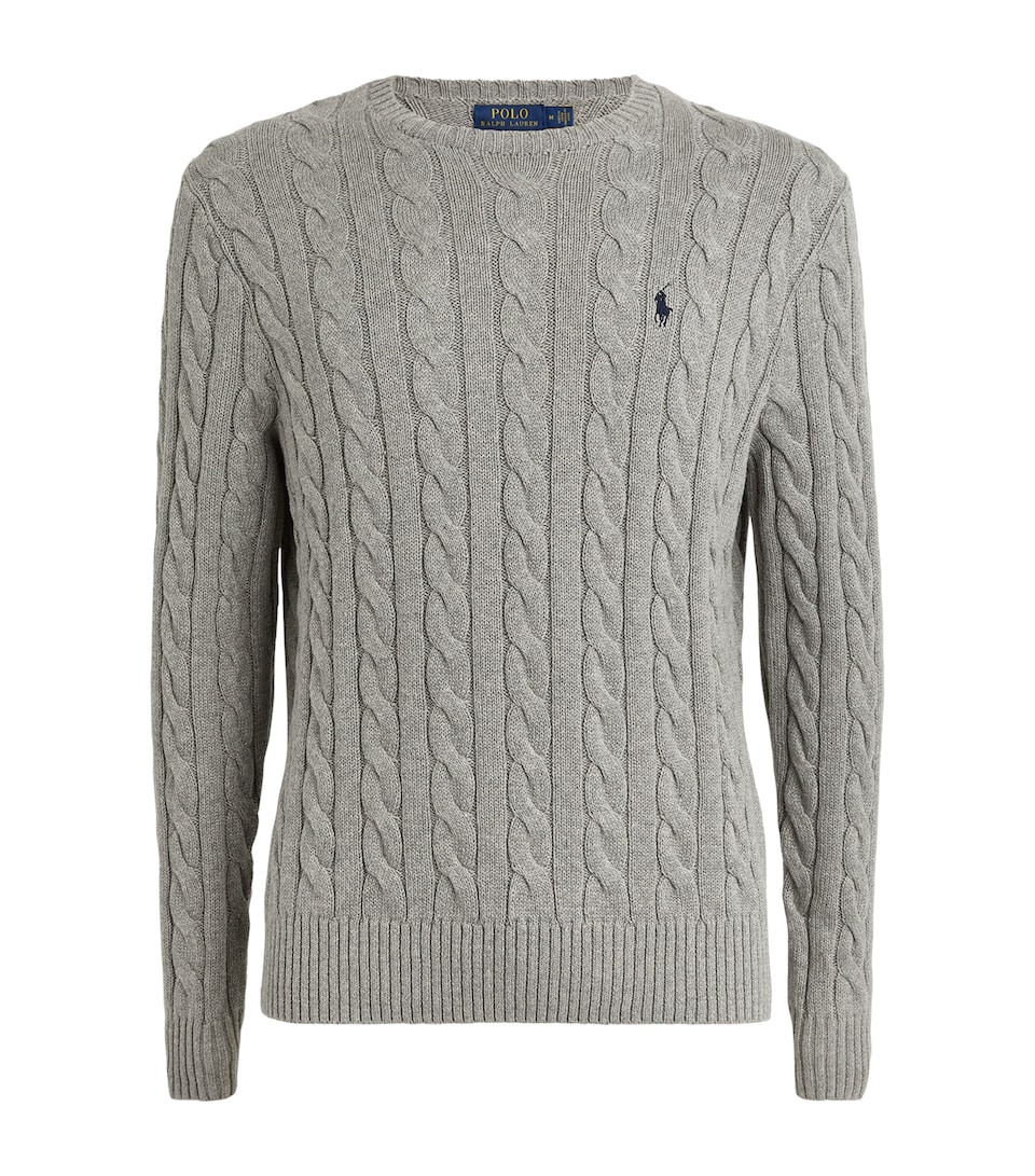 Cable-Knit Polo Logo Sweater