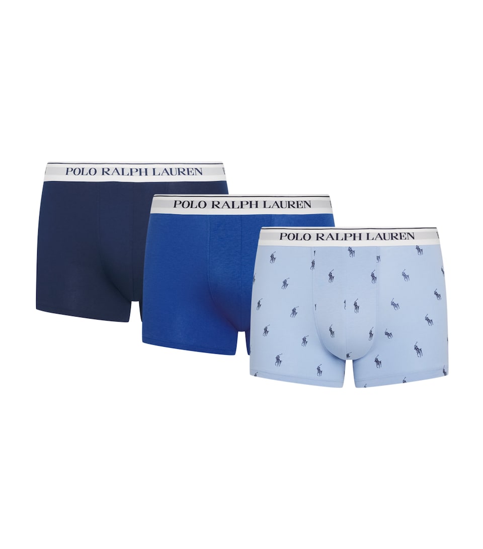 Polo Ralph Lauren Mens Stretch-Cotton Classic Trunks (Pack of 3) Peb Blu Aop/nvy/nw I