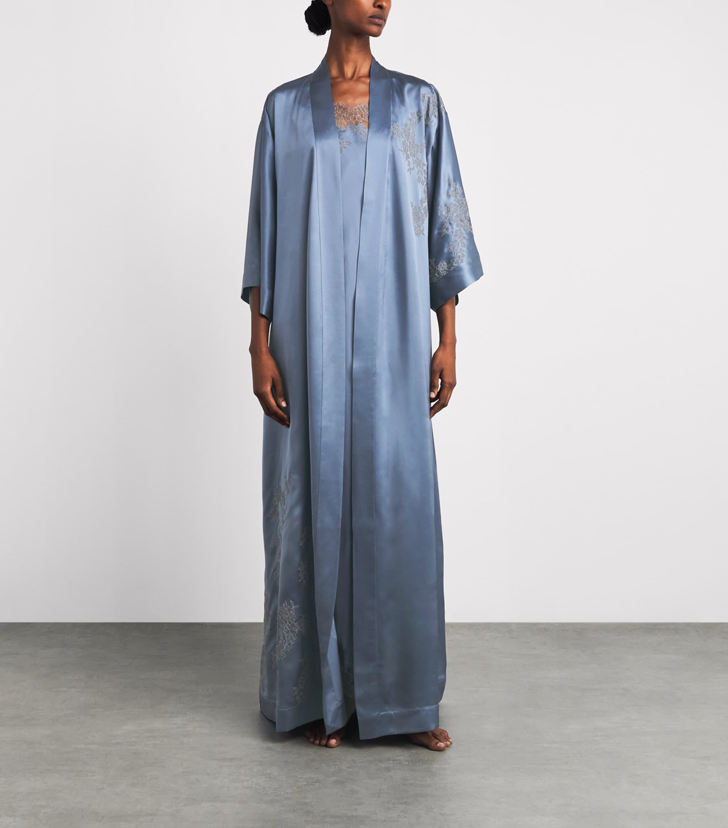 Carine Gilson Womens Silk Long Cérès Robe Bluestone