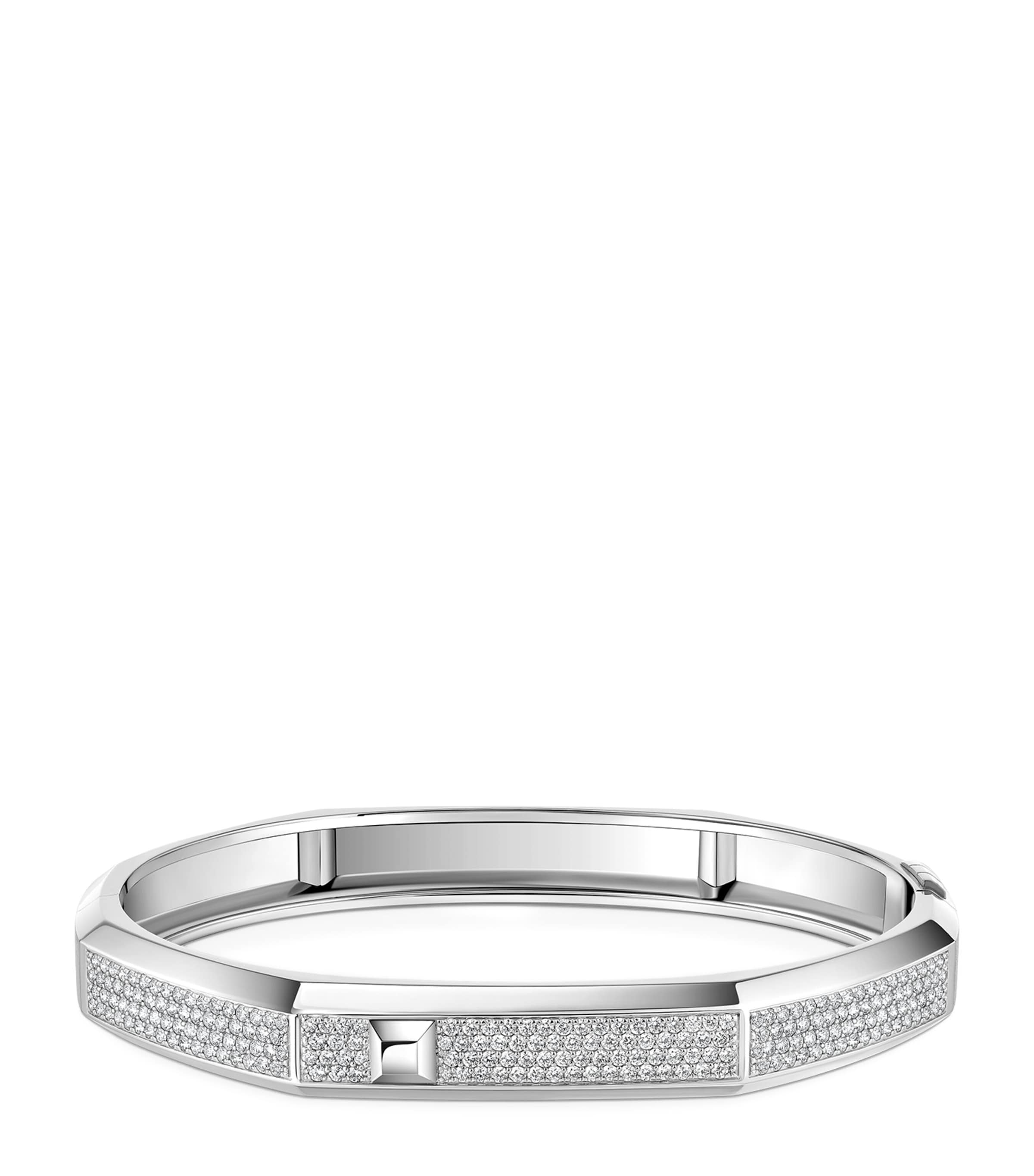 Messika Moderniste Medium White Gold and Diamond Pavé Bangle (1.25ct) White Gold