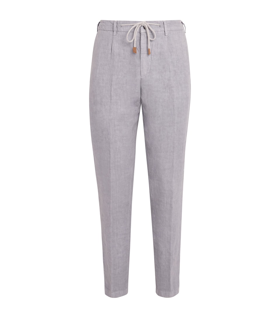Linen Drawstring-Detail Trousers