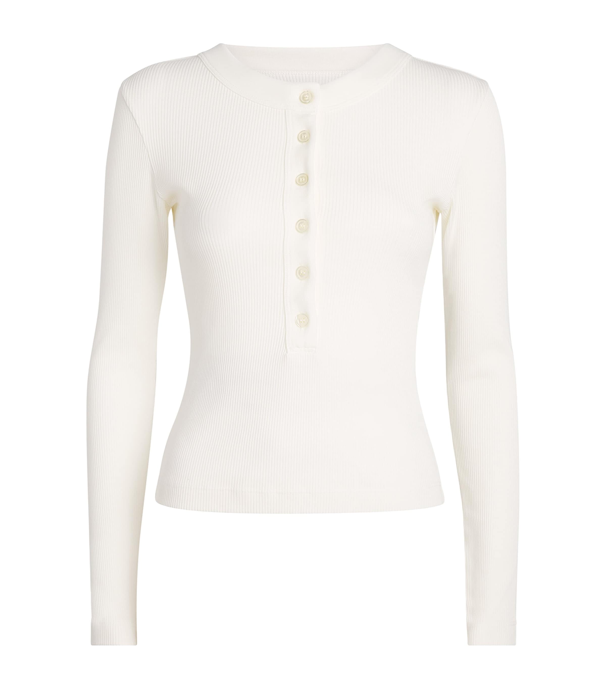 Citizens of Humanity Womens Varra Henley T-Shirt Pashmina Off White