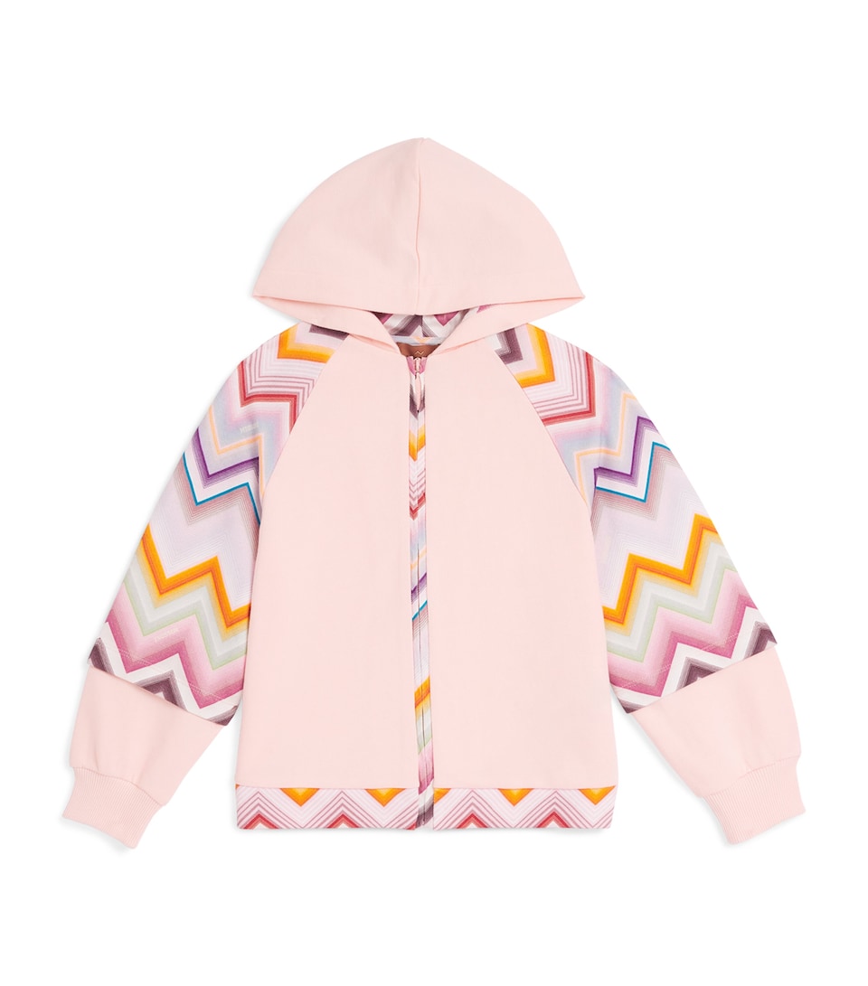 Missoni Kids Cotton Zigzag Zip-Up Sweatshirt (4-14 Years) Rosa/multicolor