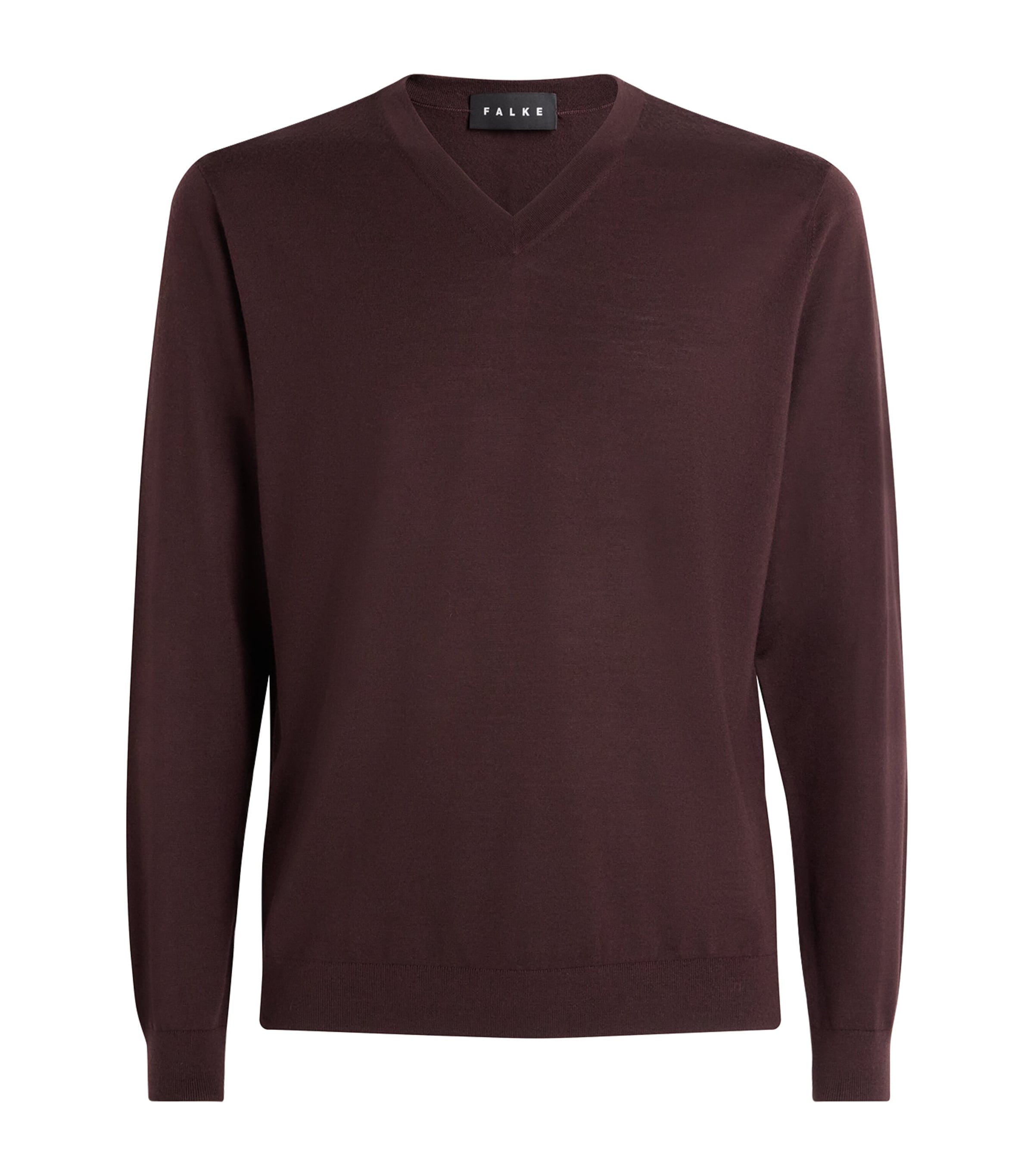 Falke Mens Ultrafine Merino Wool V-Neck Sweater Dark Choco