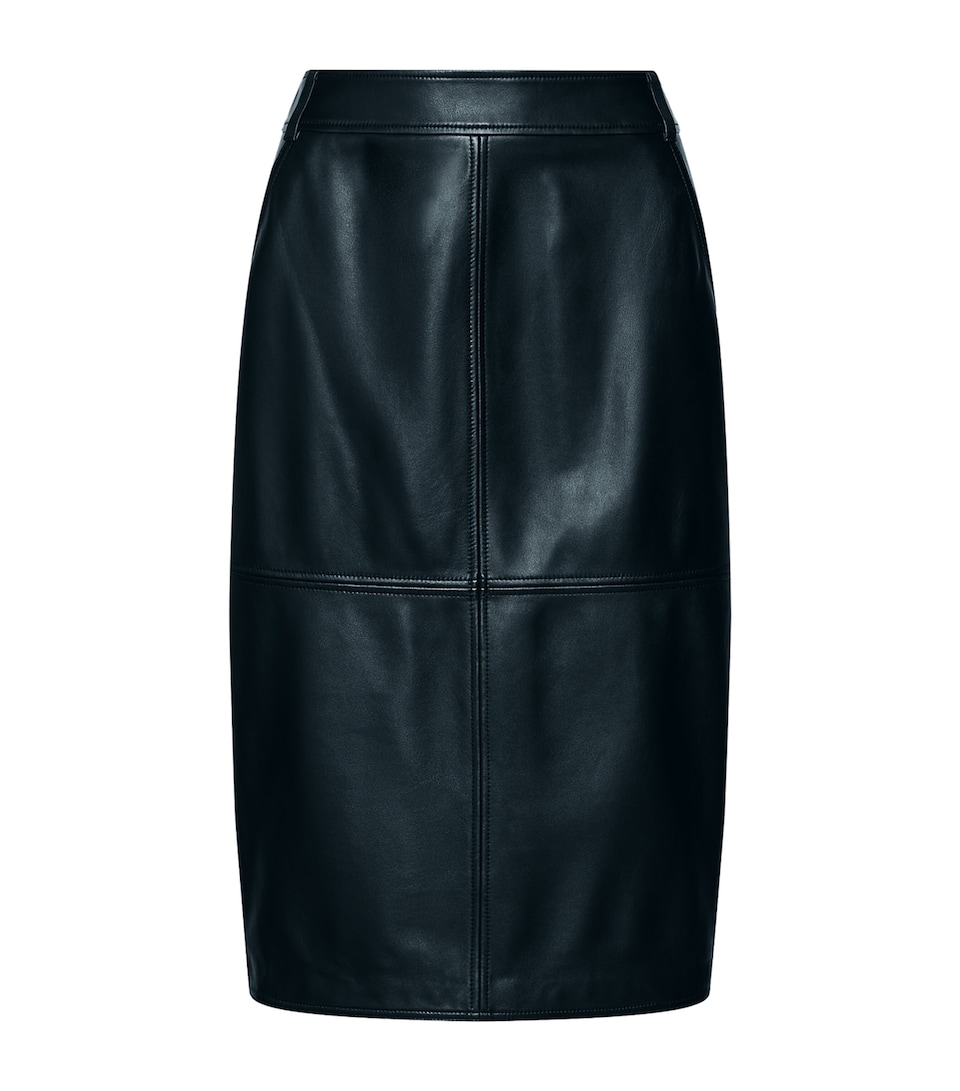 Marella Womens Leather Panelled Skirt Black