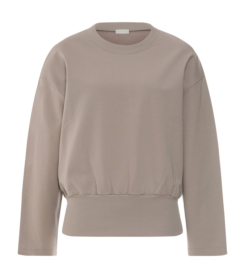 Hanro Womens Stretch-Cotton Natural Living Sweater Rose Grey