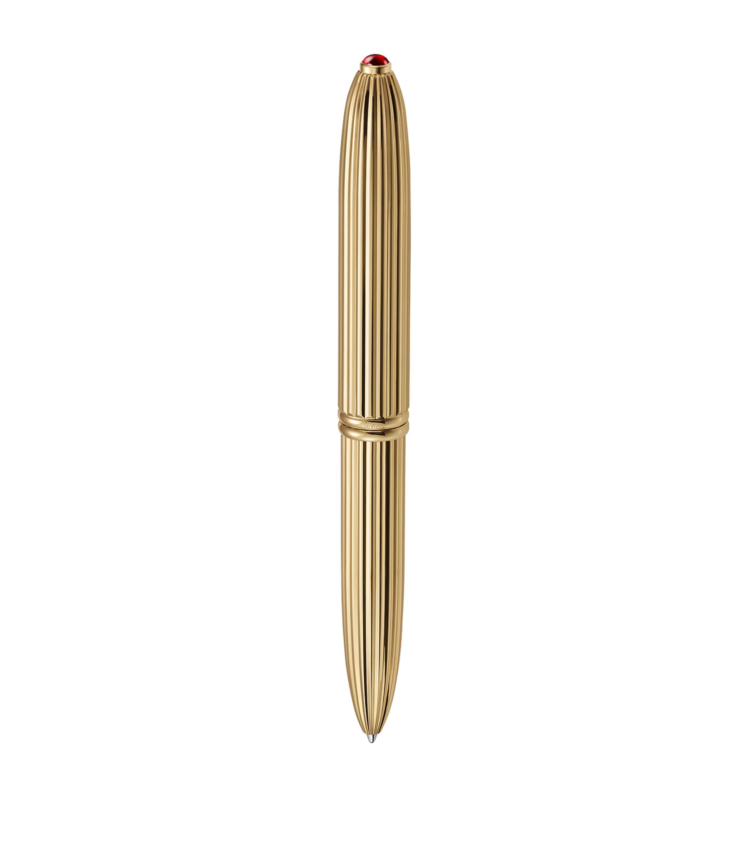 Cartier Yellow Gold and Ruby Re-Edition Gadroon Ballpoint Pen Gold