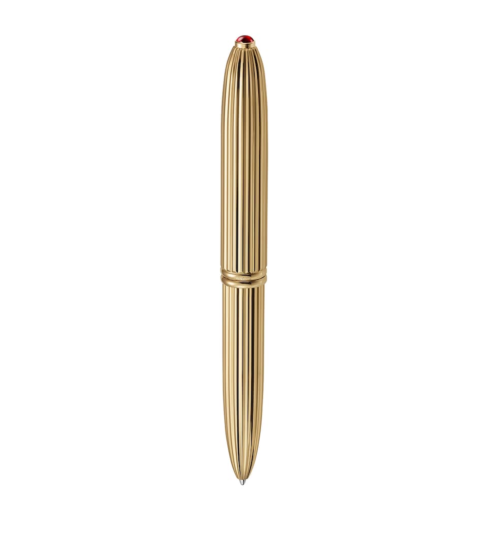 Cartier Yellow Gold and Ruby Re-Edition Gadroon Ballpoint Pen Gold