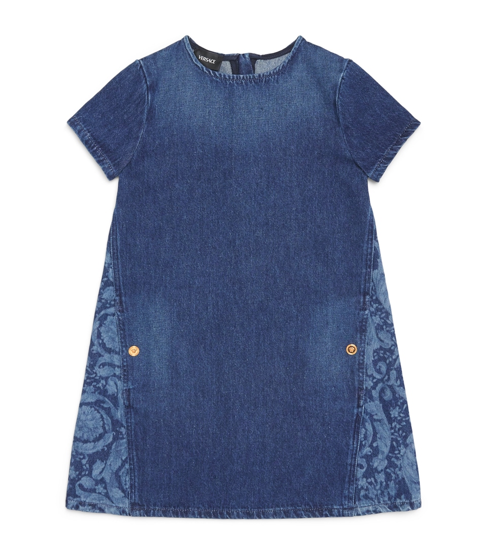 Versace Kids Denim Printed Dress (6-14 Years) Washd Med Blue