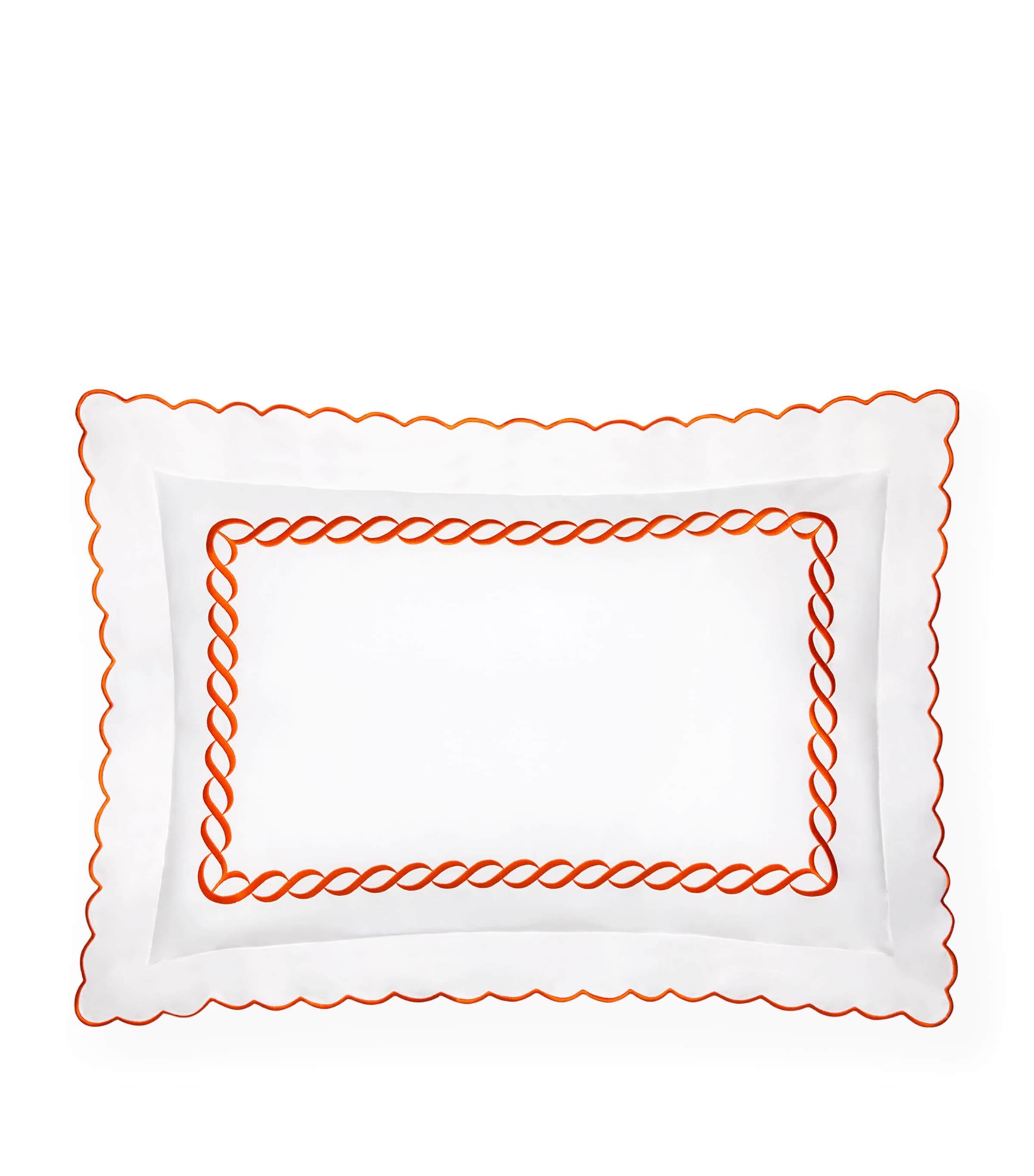 Pratesi Treccia Oxford Pillowcase (50cm x 90cm) White/orange
