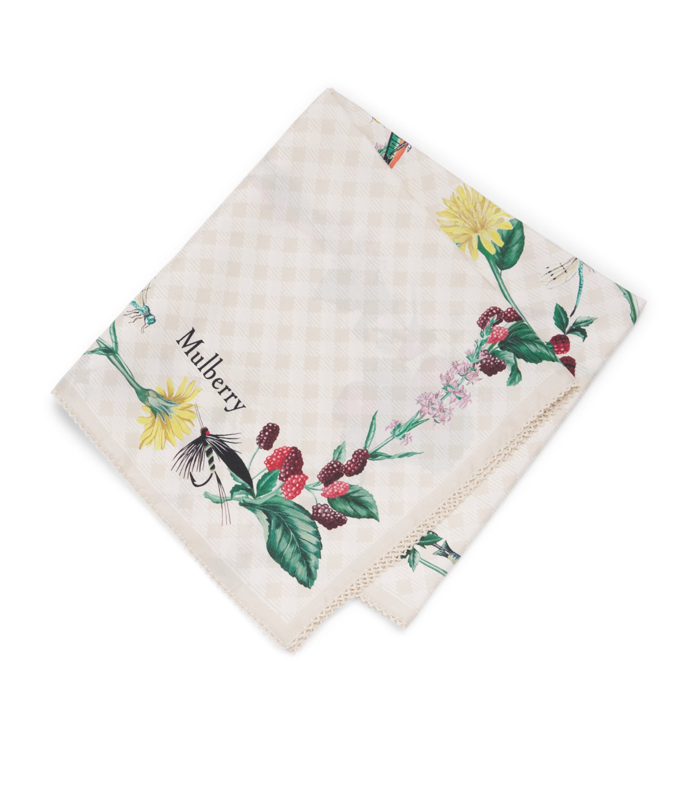 Mulberry Organic Silk Riverside Square Scarf Eggshell