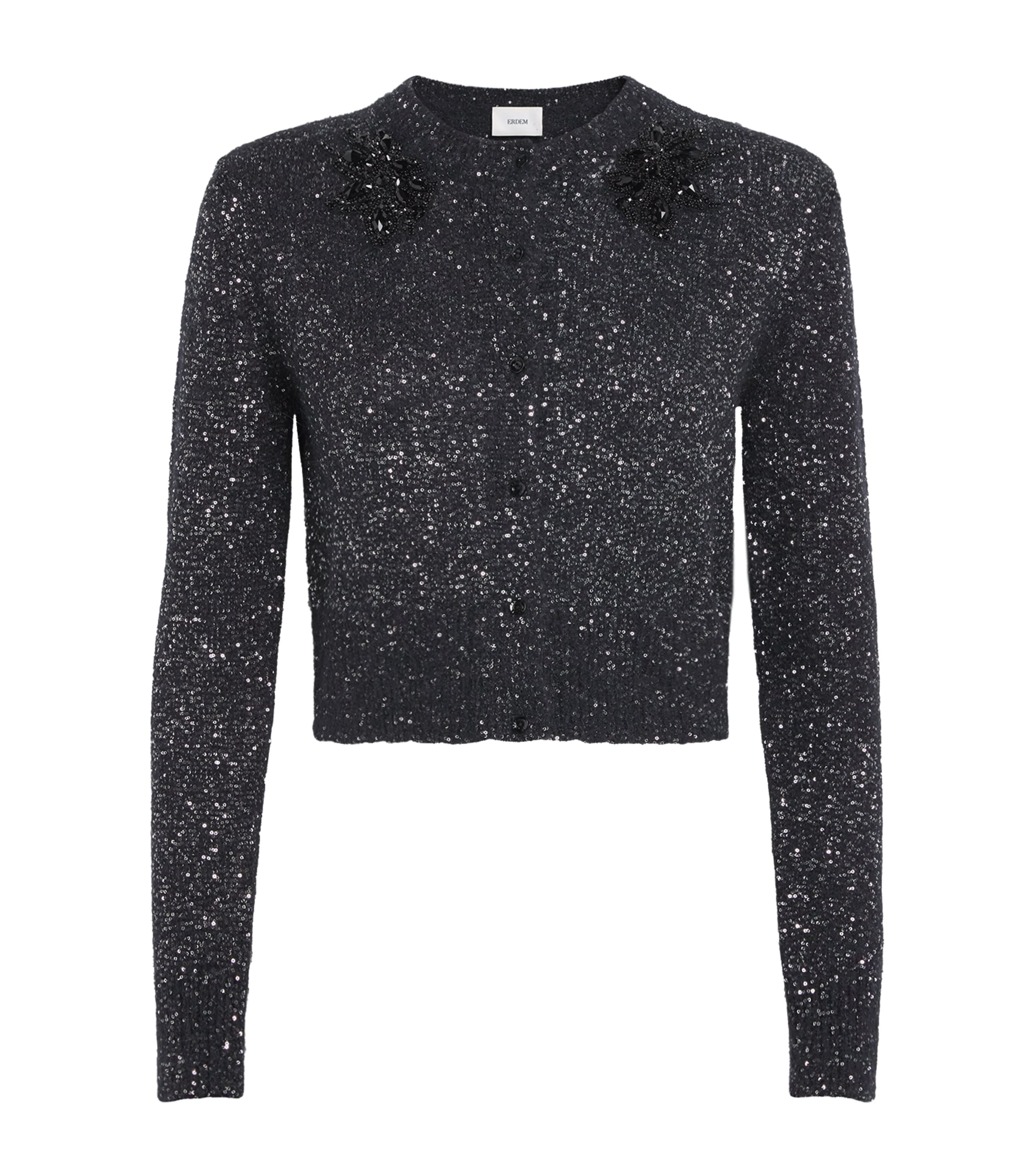 Wool-Blend Sequin Cardigan