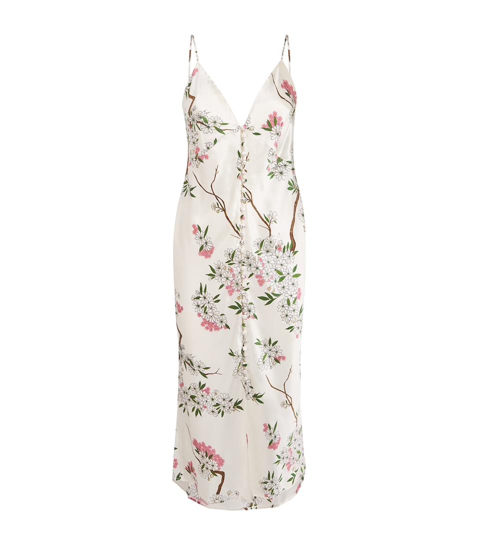 Olivia von Halle Womens Silk Floral Ilse Midi Slip Dress Ana