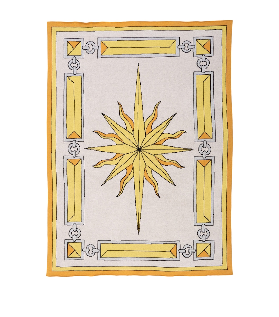 SAVED NY x Damien Nicolas Roux Cashmere Sunburst Throw (130cm x 180cm) Yellow
