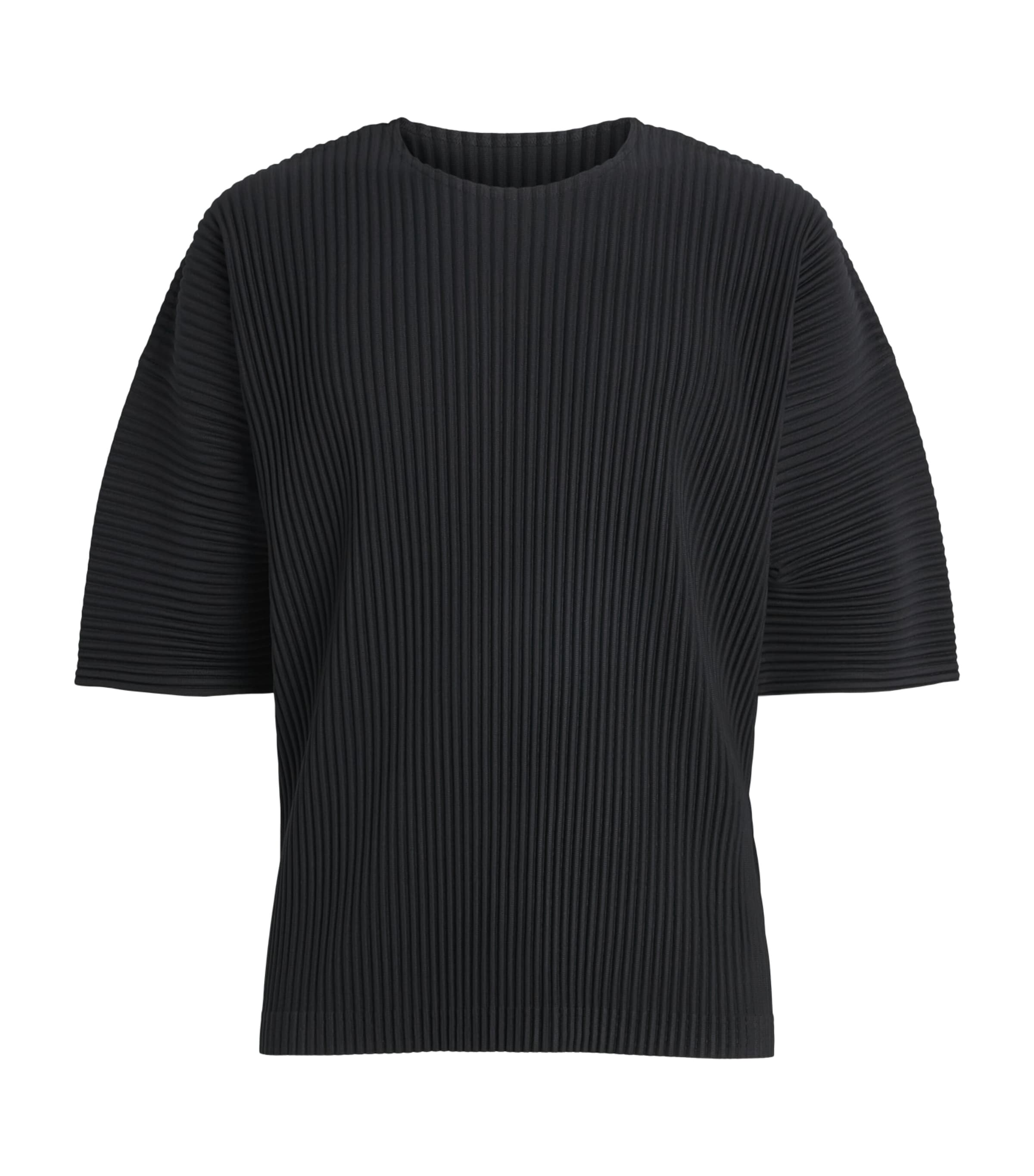 Homme Plissé Issey Miyake Mens Pleated Short-Sleeve T-Shirt Black