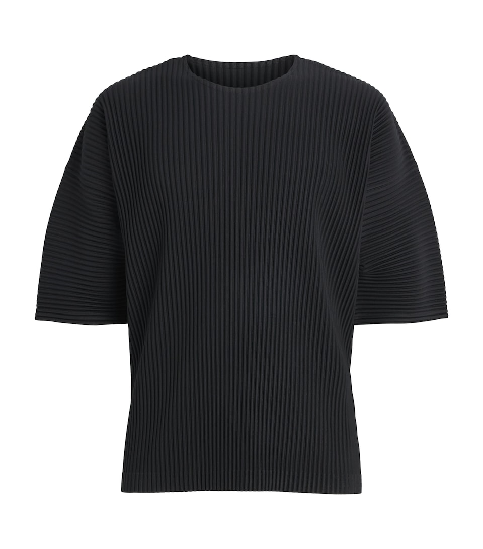 Homme Plissé Issey Miyake Mens Pleated Short-Sleeve T-Shirt Black