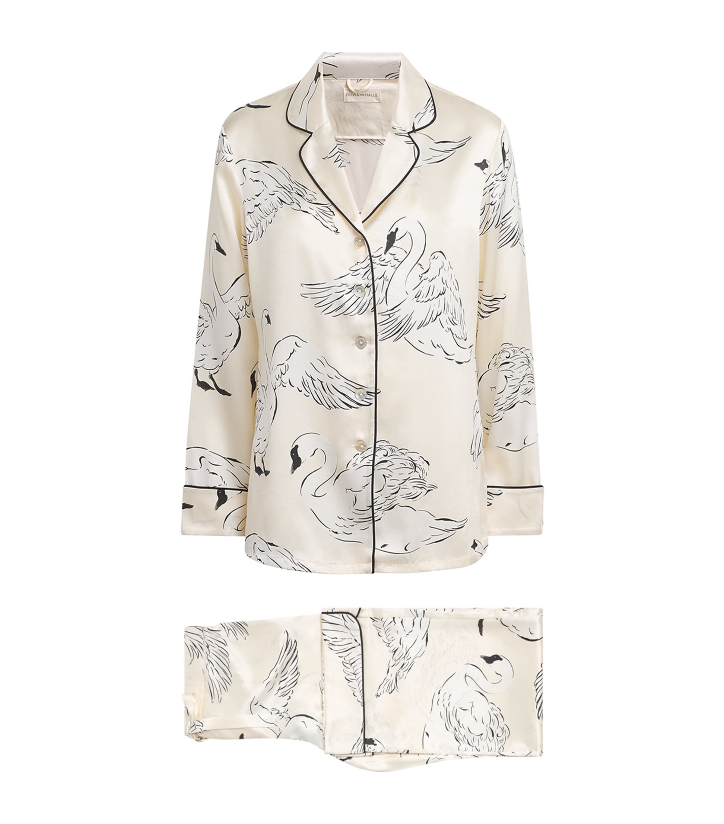 Olivia von Halle Womens Silk Lila Blanca Swan Pyjamas Blanca