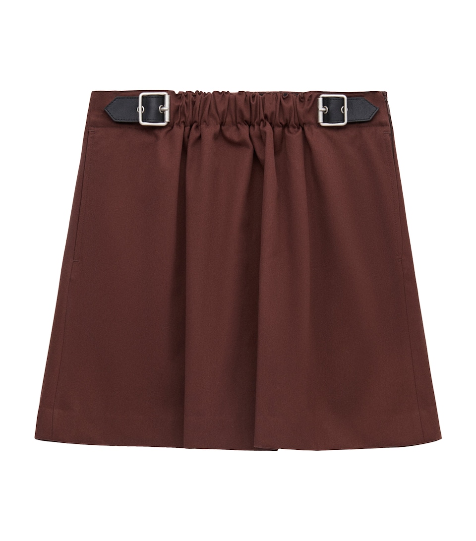 Cotton-Silk Buckled Mini Skirt