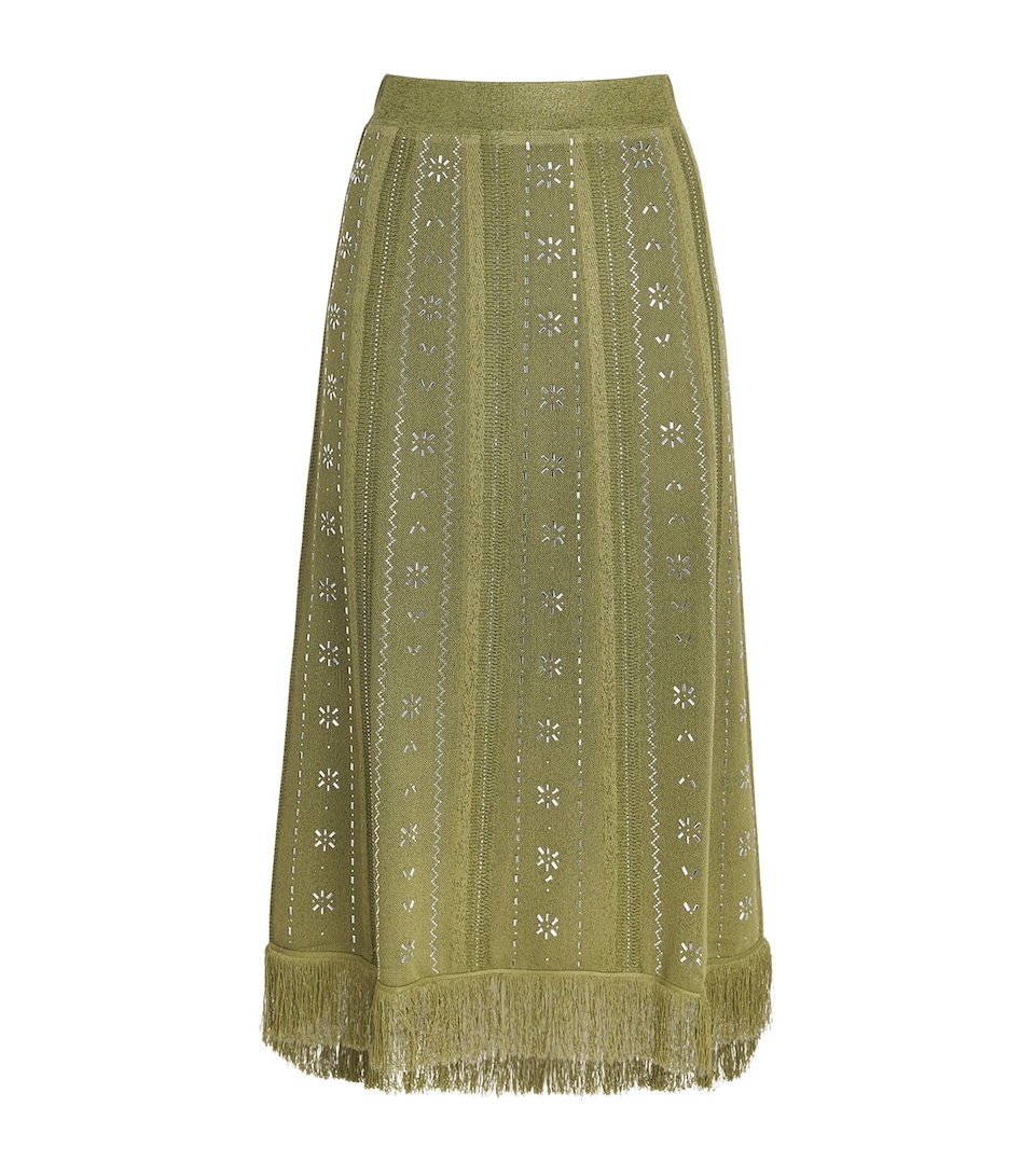 Maje Womens Embellished Midi Skirt Khaki
