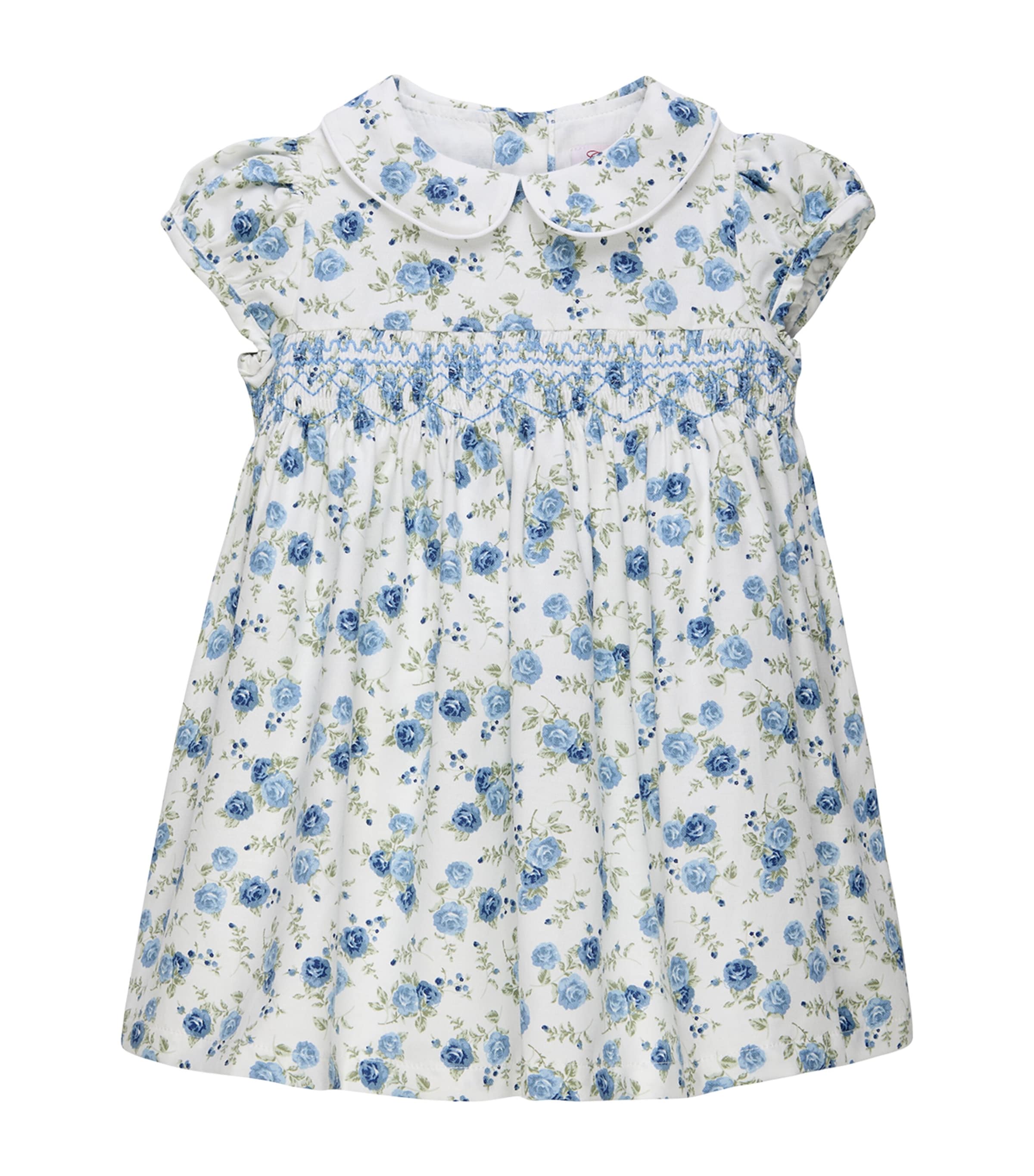 Trotters Cotton Arabella Smocked Dress (6-24 Months) Blue