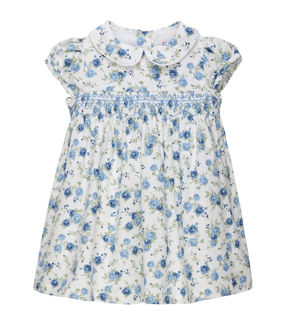 Trotters Cotton Arabella Smocked Dress (6-24 Months) Blue