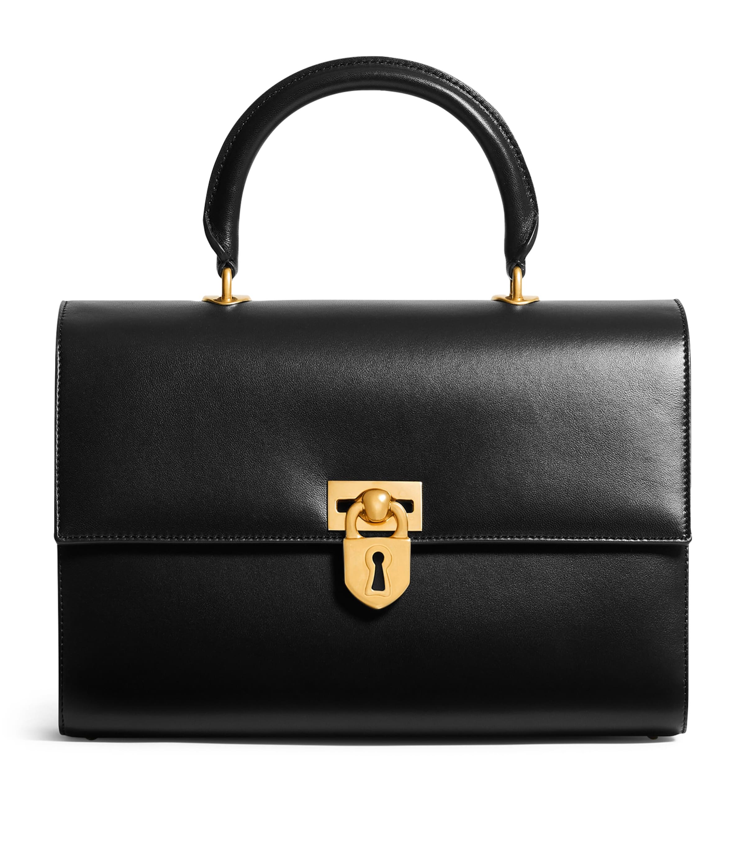 Schiaparelli Large Leather Secret Top-Handle Bag Black