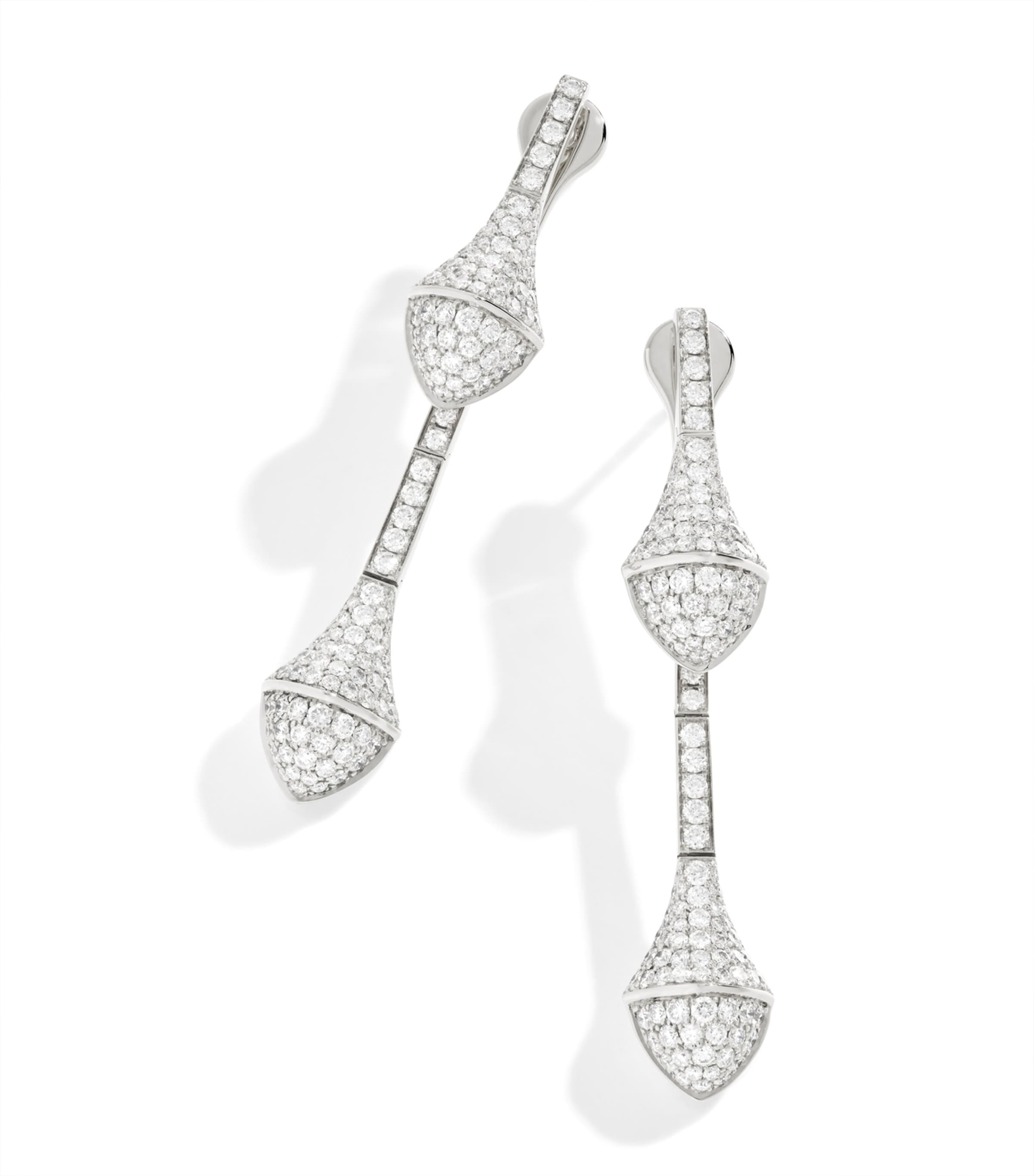 White Gold and Diamond Cleo Drop Earrings