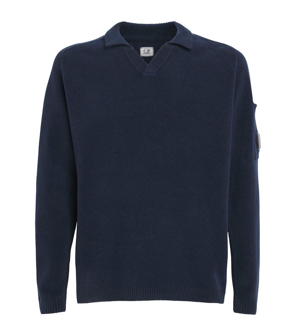 Cotton Chenille Lens Polo Sweater