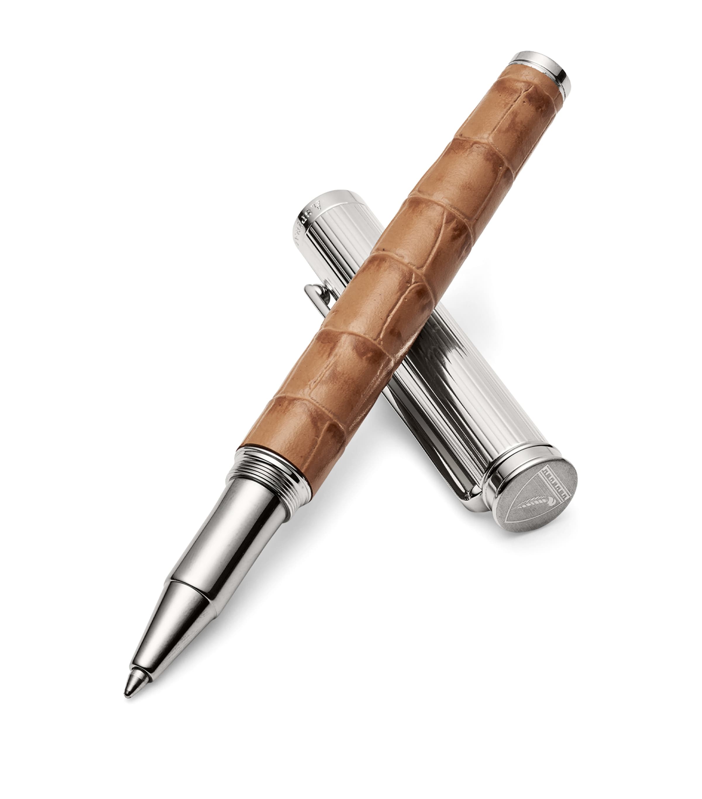 Aspinal Of London Leather Rollerball Pen Caramel