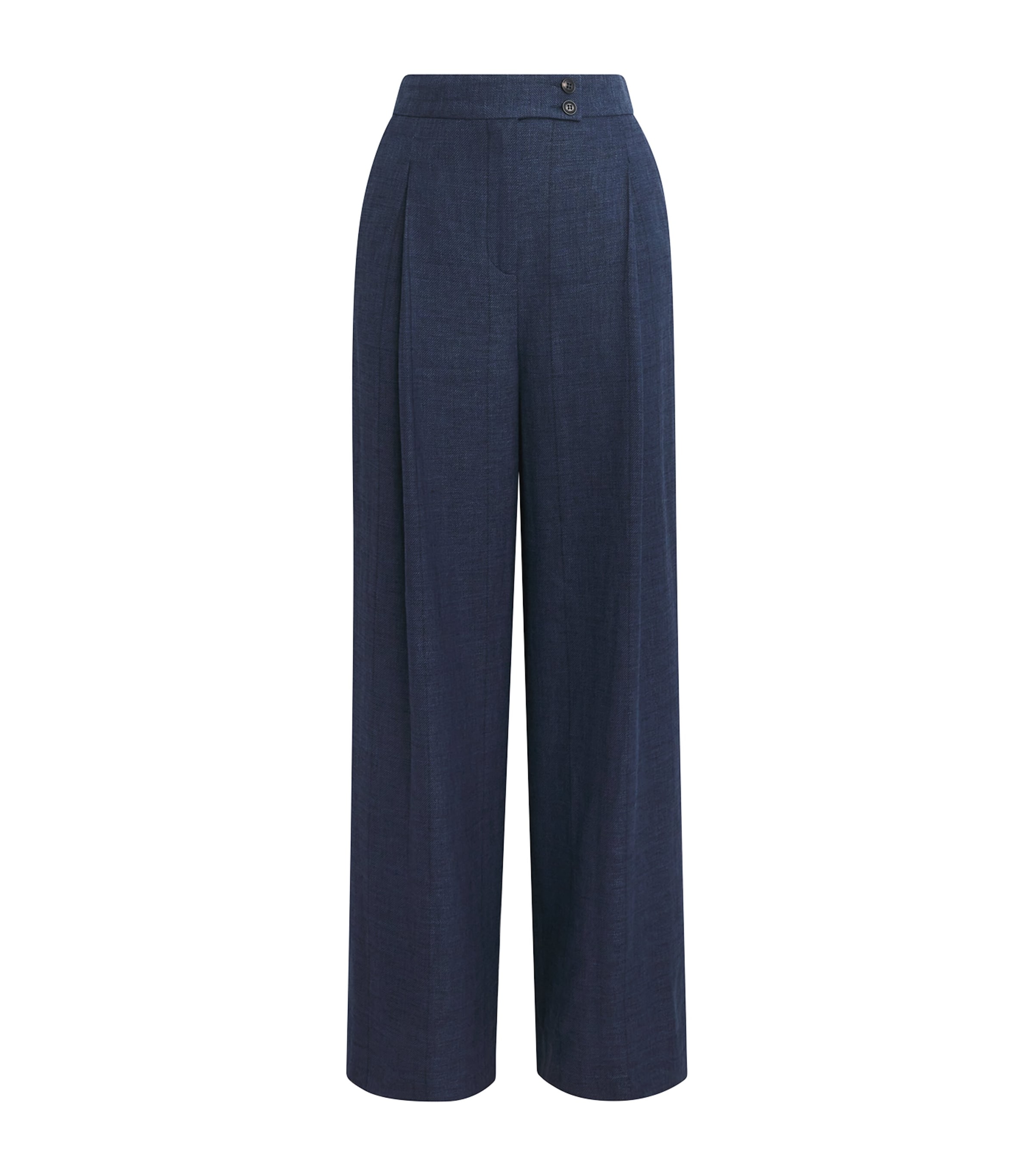 Eleventy Womens Linen-Wool-Silk-Blend Pleated Trousers Blu