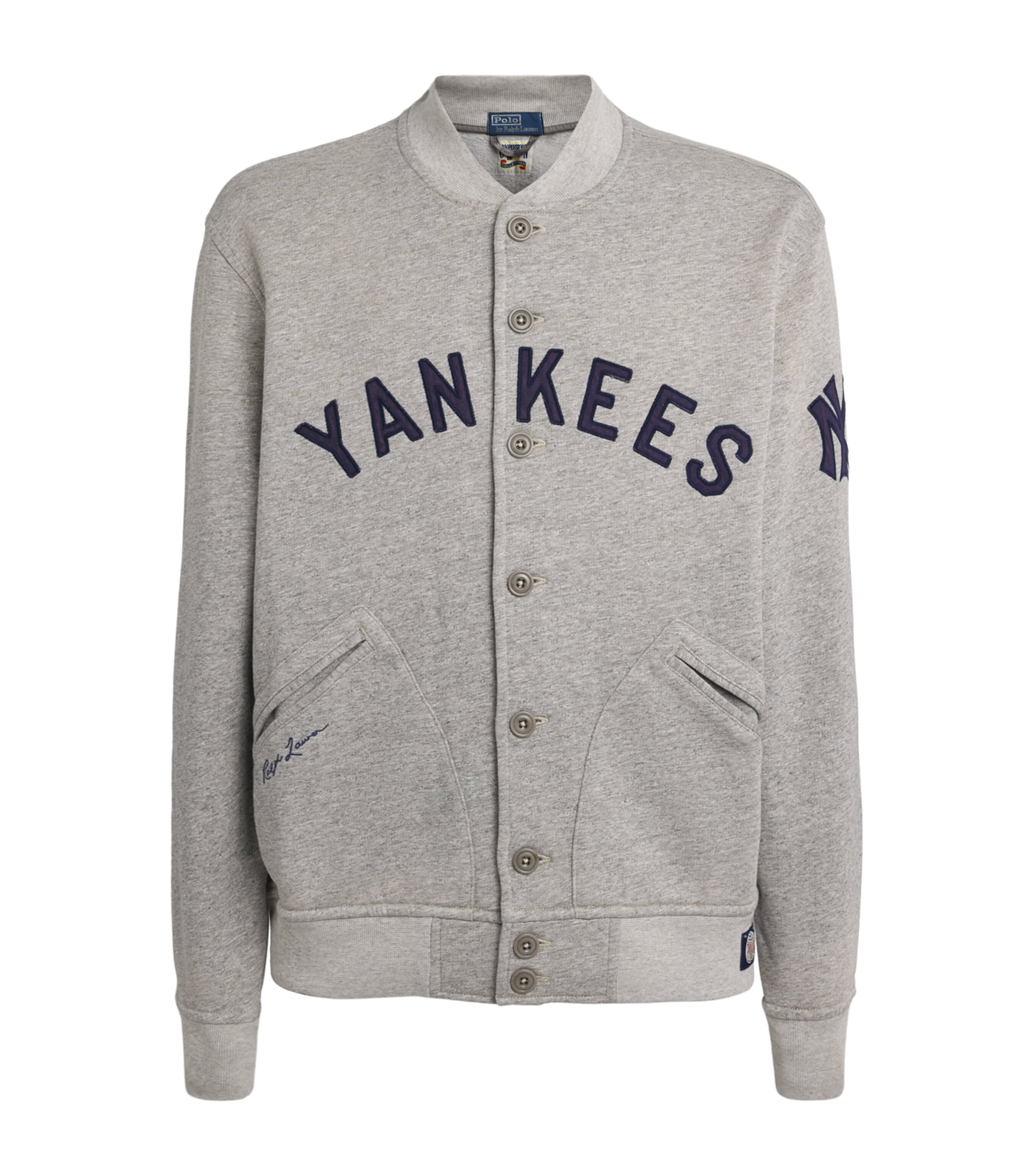 Polo Ralph Lauren Mens x MLB Fleece Yankees Bomber Jacket Loft Heather
