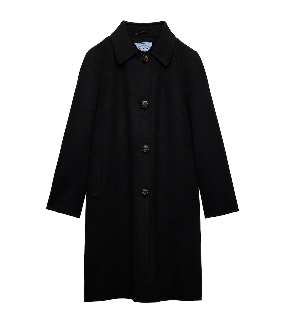 Prada Womens Wool-Cashmere Single-Breasted Coat Black