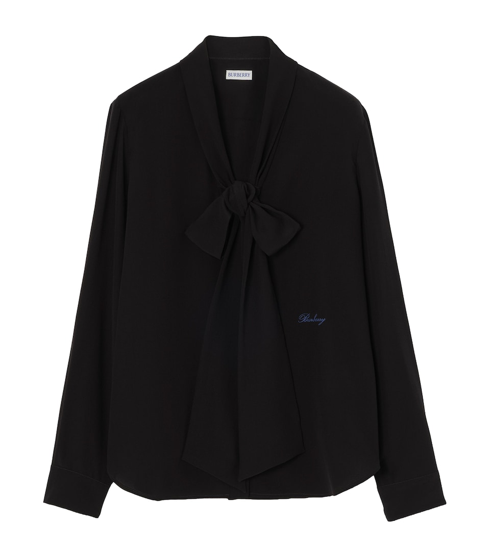 Burberry Womens Silk Scarf Blouse Black