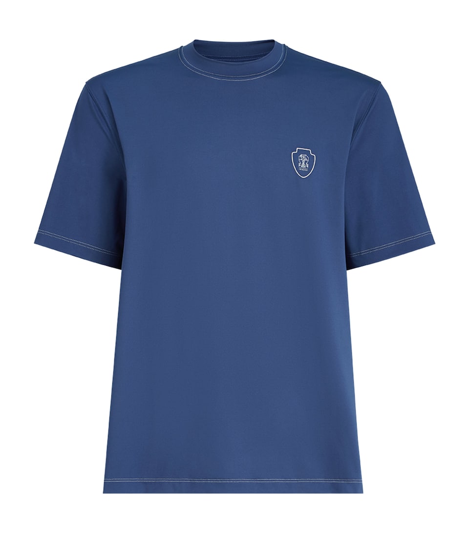 Brunello Cucinelli Mens Comfort Nylon Logo T-Shirt Blue