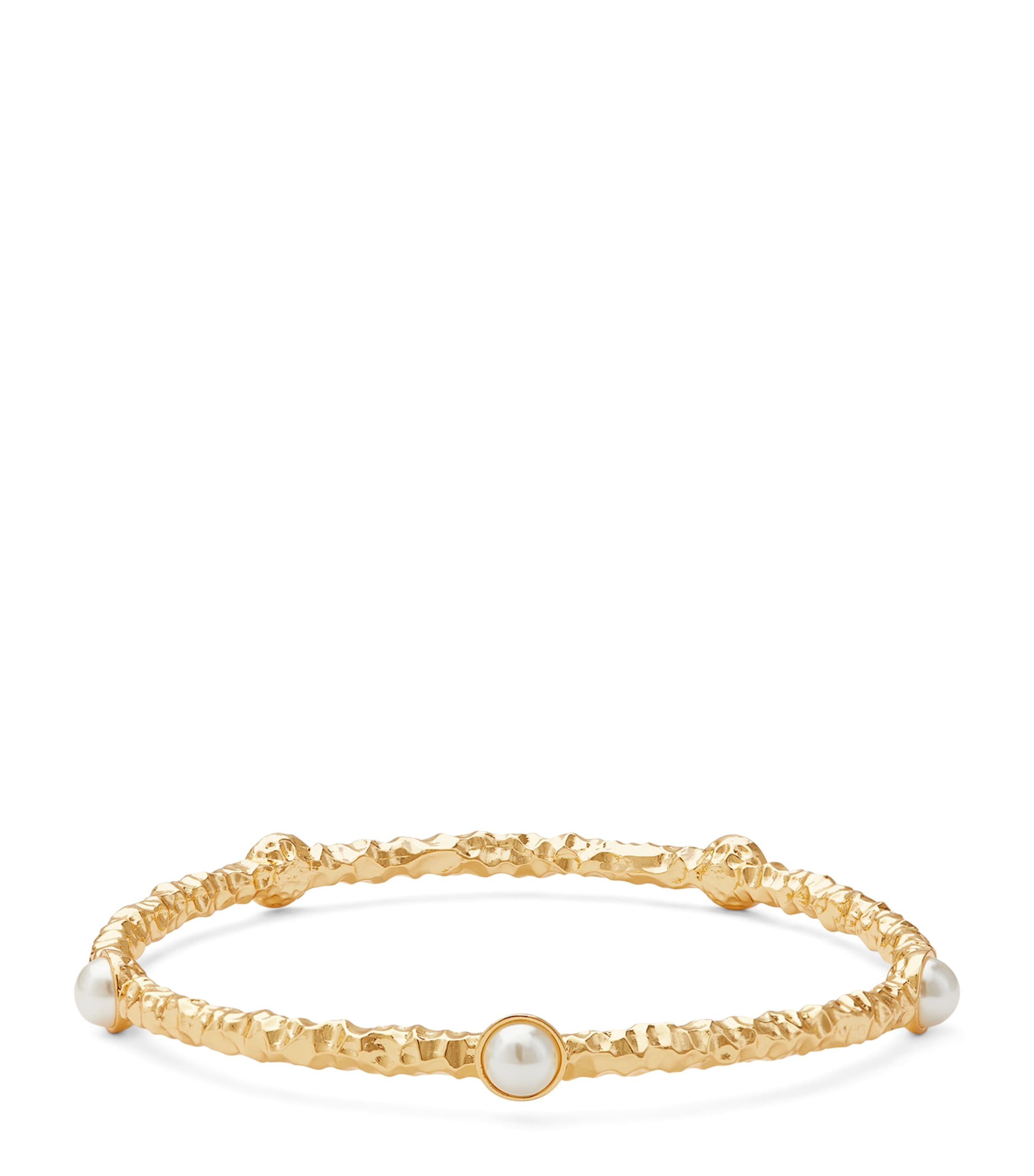 Halcyon Days Gold-Plated Cabochon Torque Bangle Pearl