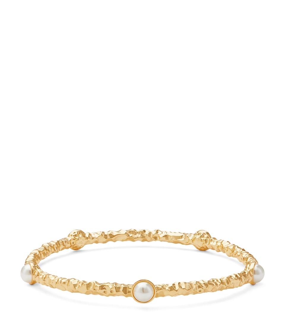 Halcyon Days Gold-Plated Cabochon Torque Bangle Pearl