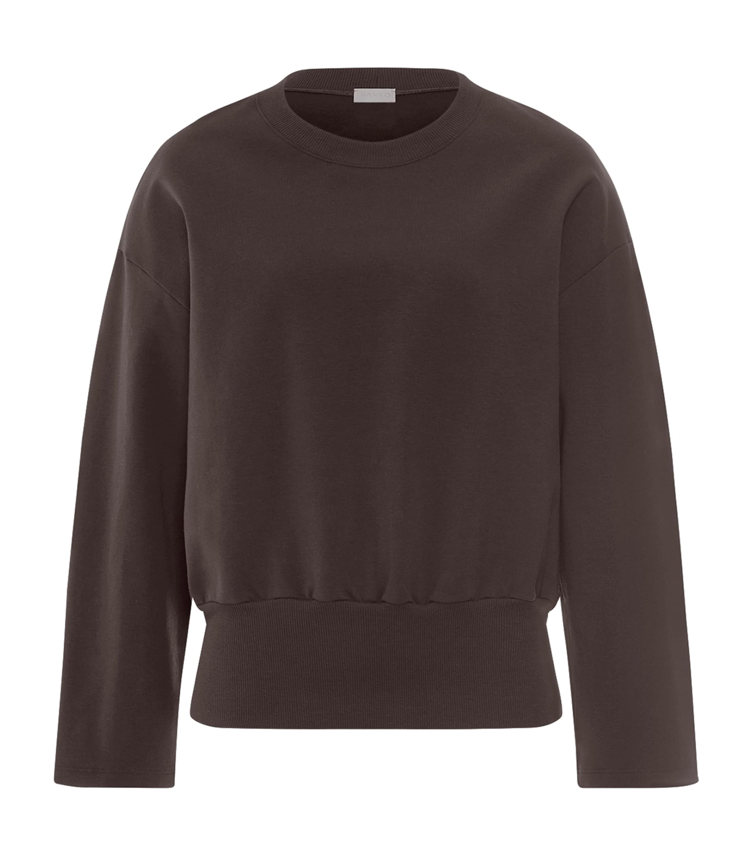 Hanro Womens Stretch-Cotton Natural Living Sweatshirt Dark Mocha