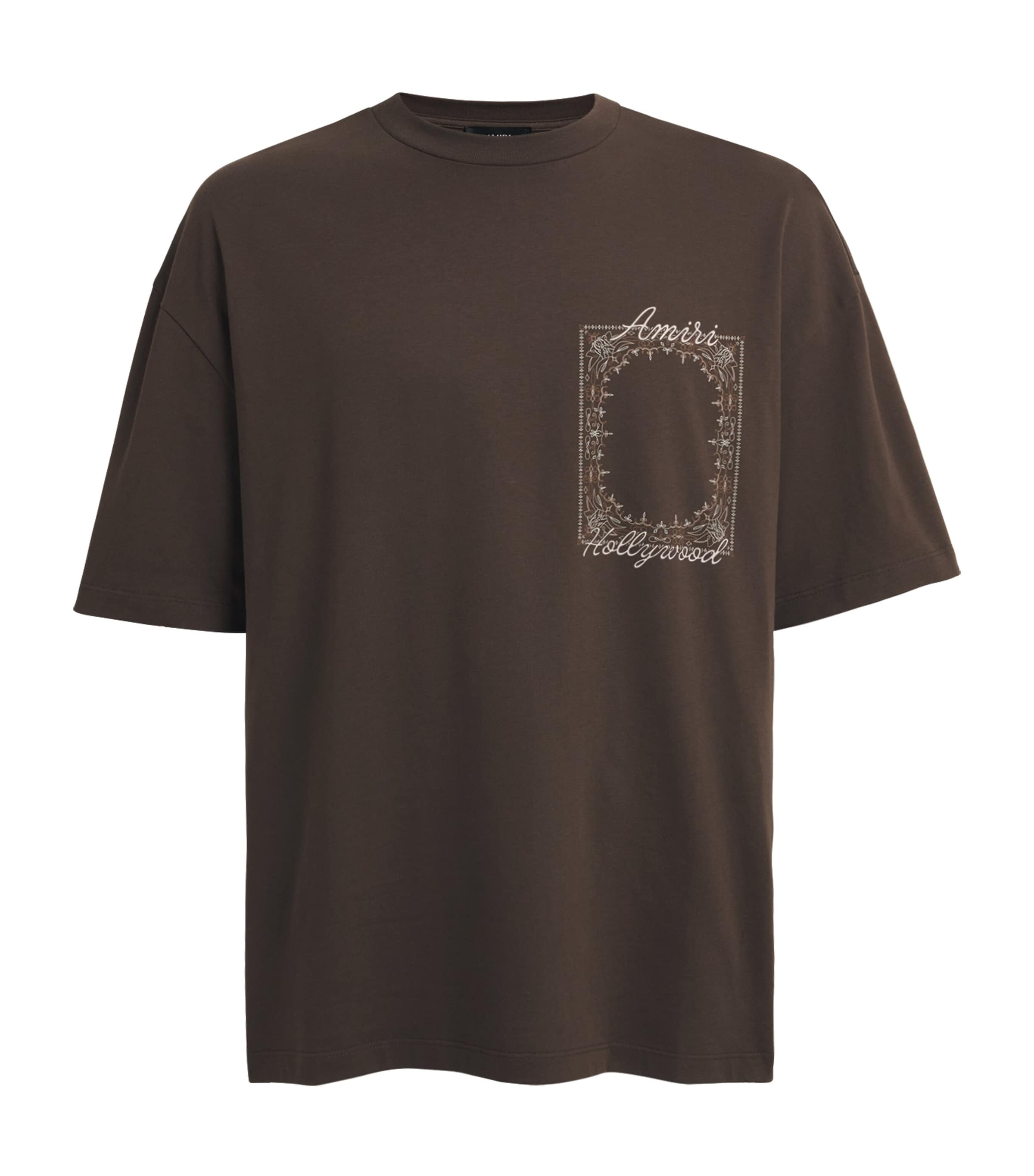 AMIRI Mens Cotton Quad Bandana T-Shirt Husk
