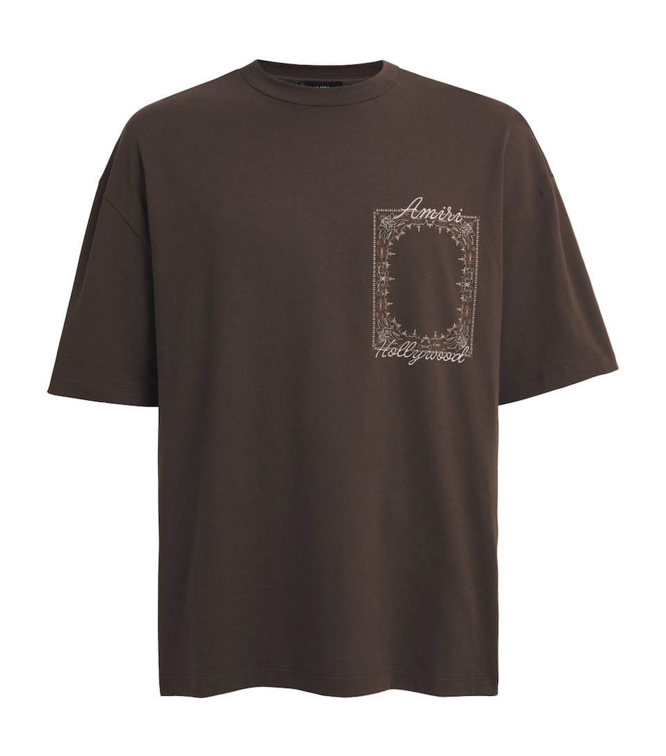 AMIRI Mens Cotton Quad Bandana T-Shirt Husk