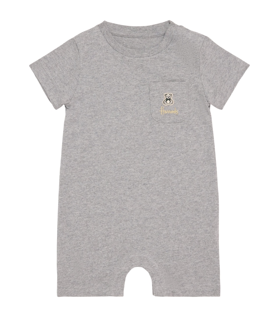 Harrods Jersey Bear Playsuit (0-18 Months) Grey