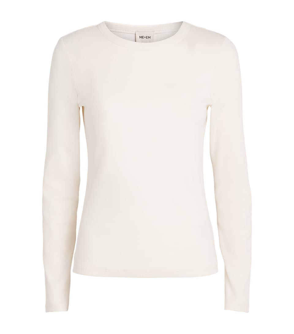 ME+EM Womens Stretch-Cotton Long-Sleeve Ultimate T-Shirt Autumn Ivory