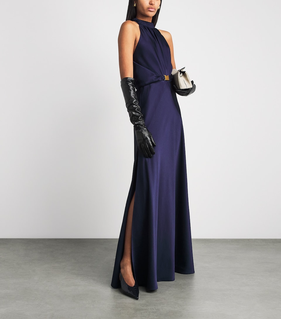 ME+EM Womens Belted Maxi Dress Evening Navy