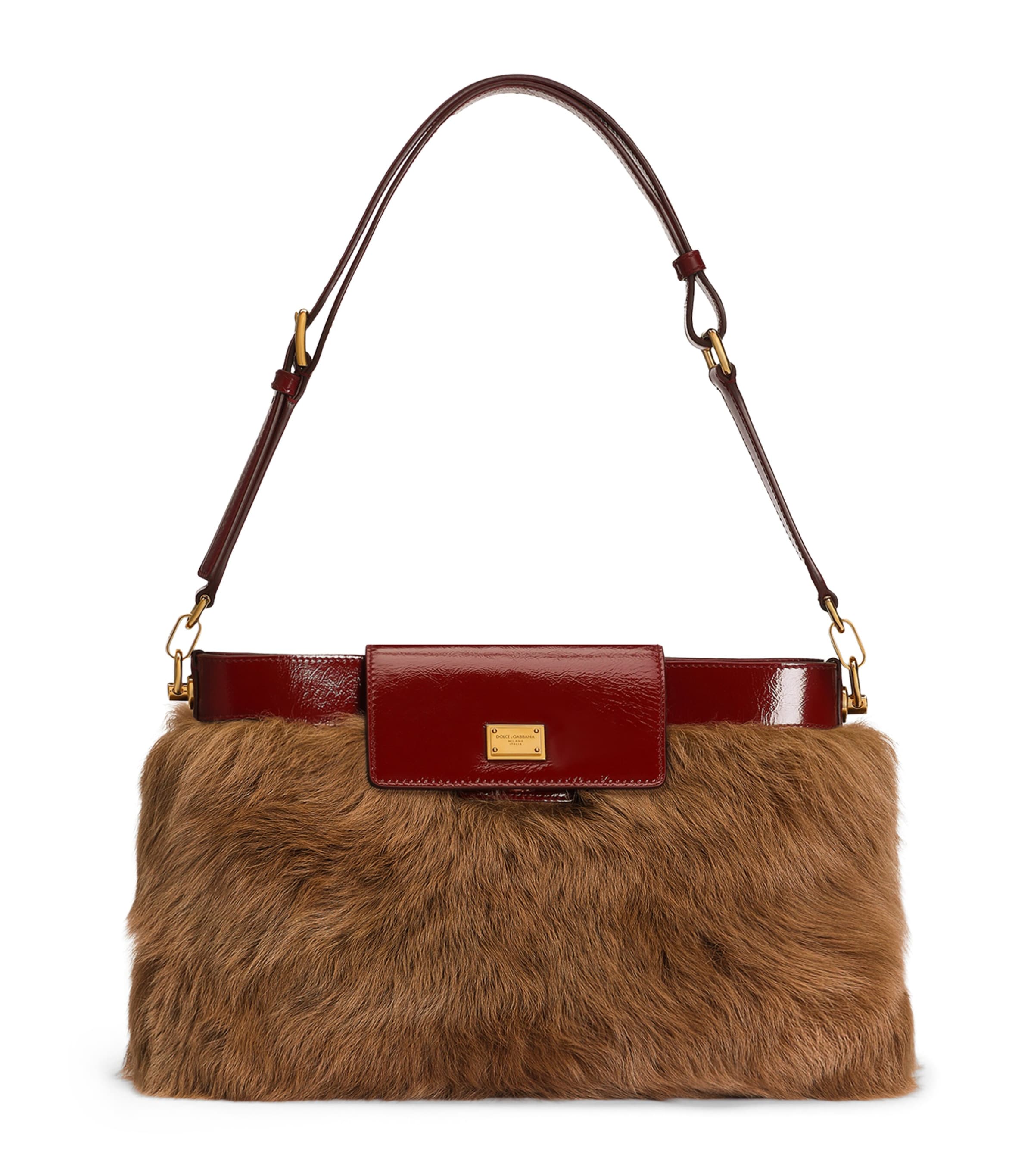 Dolce&Gabbana Fur and Leather Vittoria Shoulder Bag Rosa Anti