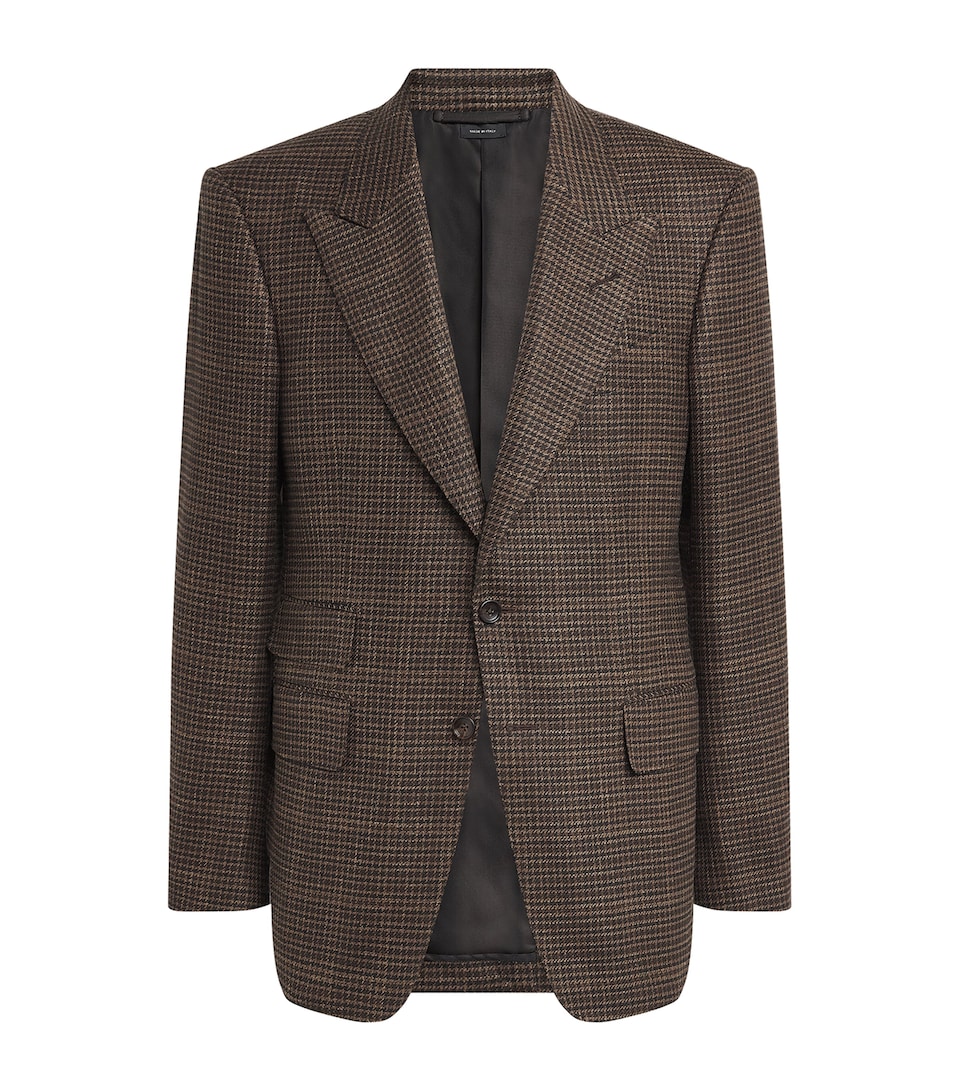 TOM FORD Mens Wool-Blend Houndstooth Shelton Blazer Nef