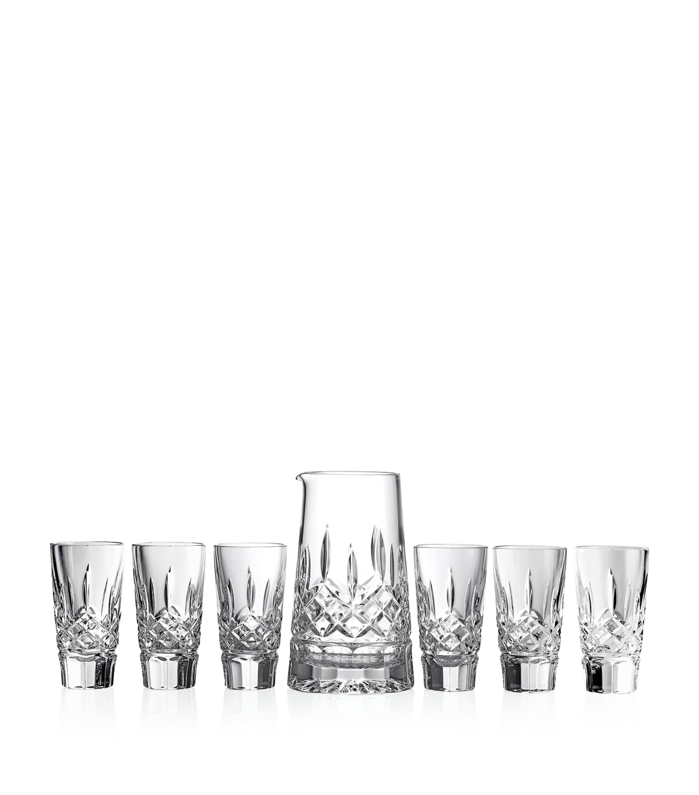 Waterford Lismore Pitcher and Shot Glass Set Clear