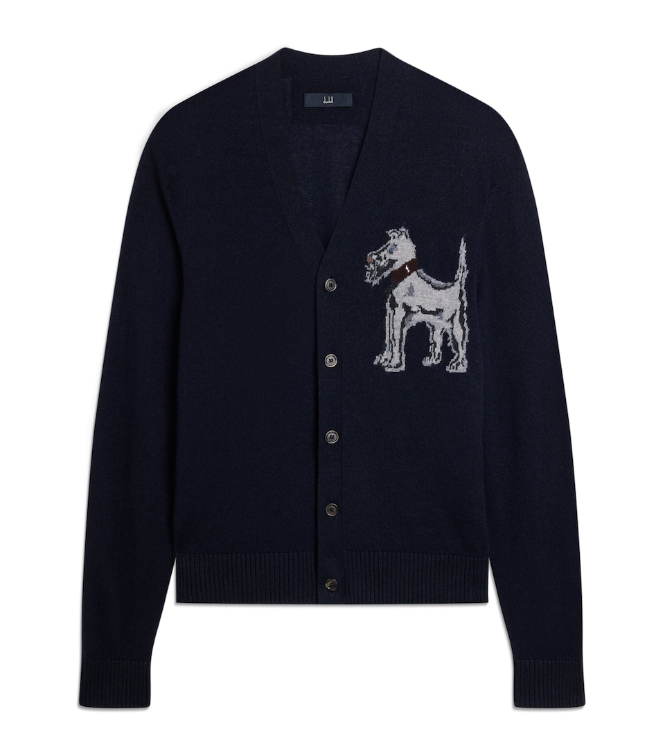 Dunhill Mens Cashmere-Linen V-Neck Cardigan Navy