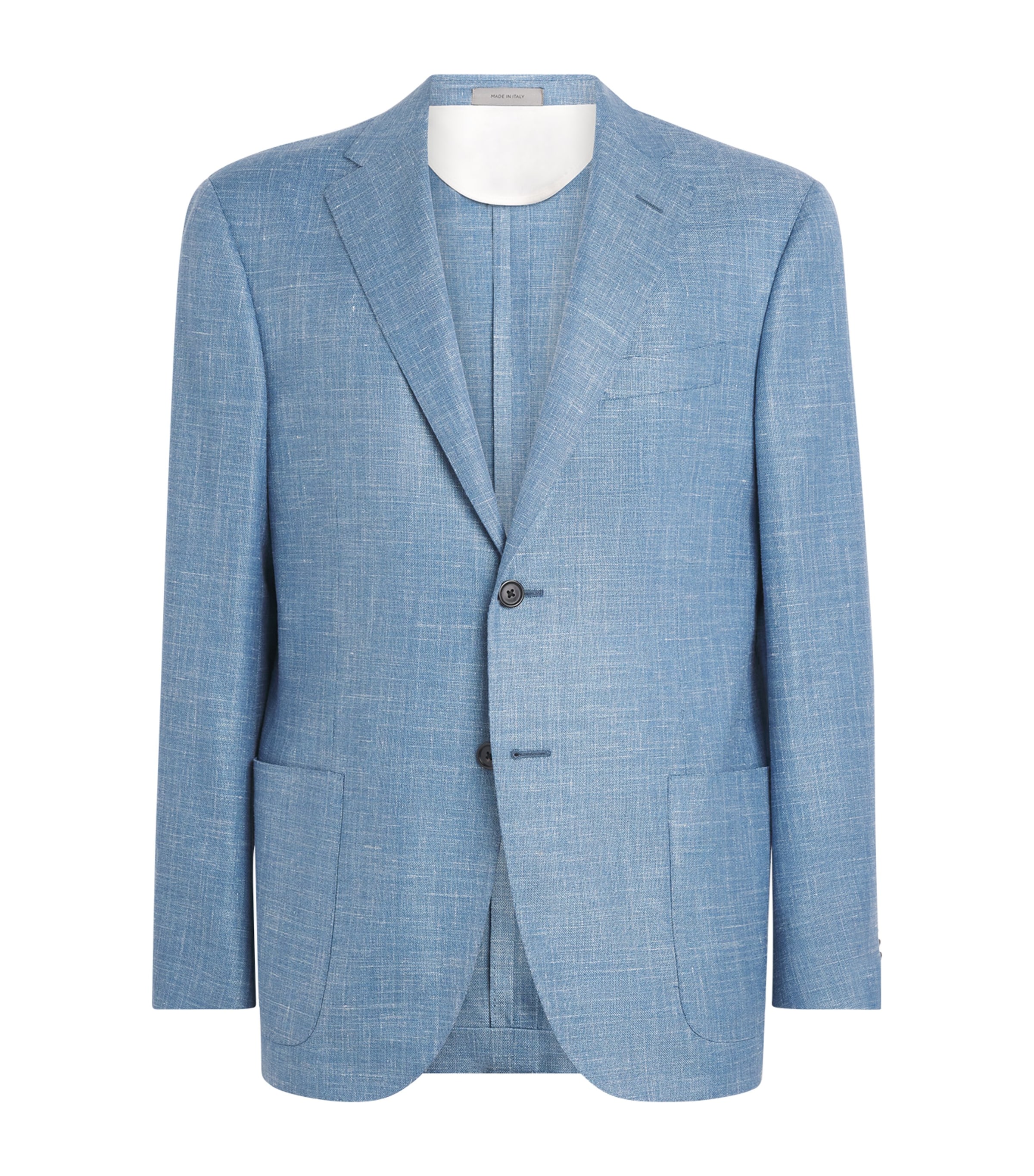Corneliani Mens Wool-Silk-Linen-Blend Blazer Sky Blue