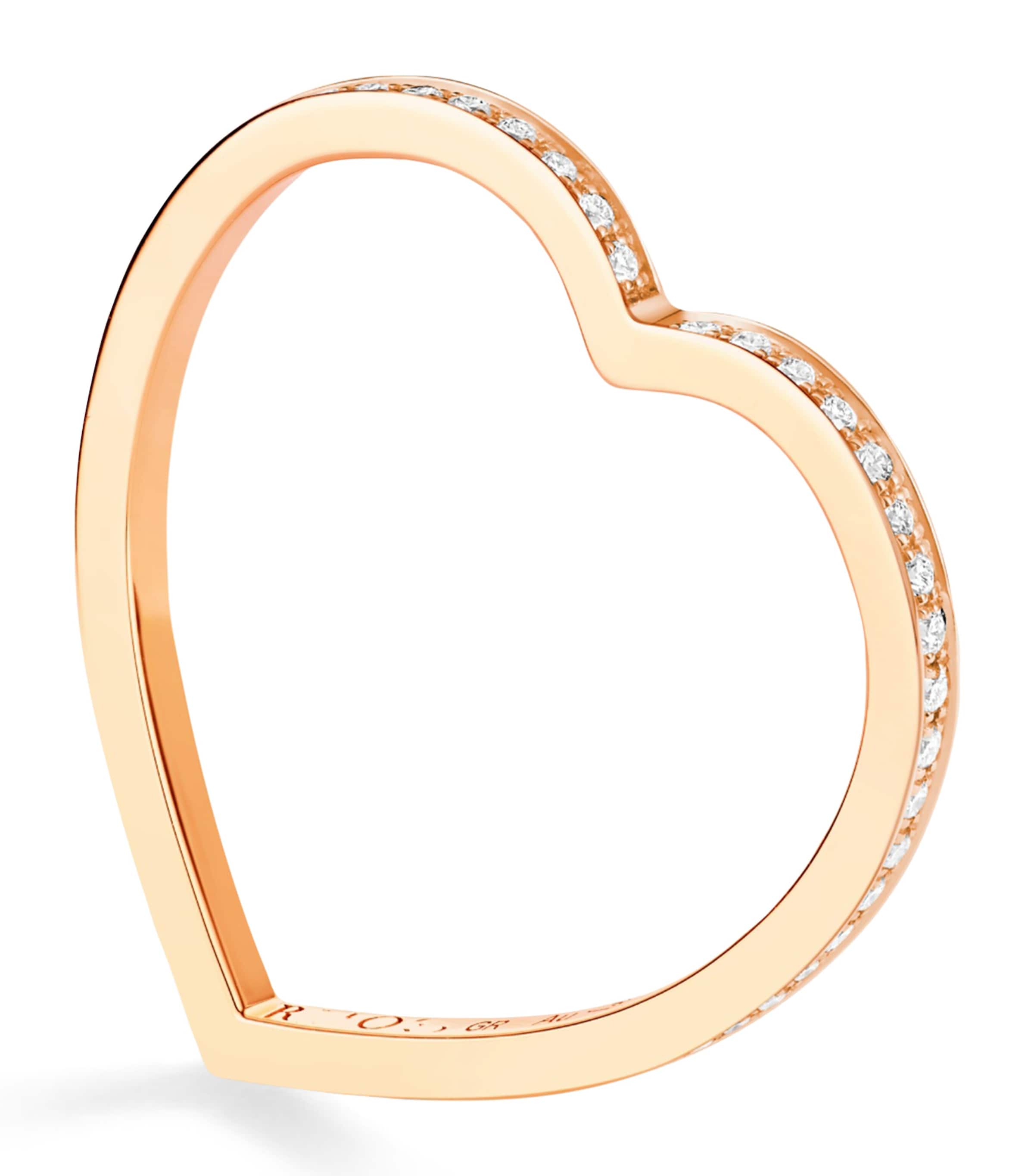 Repossi Rose Gold and Diamond Antifer Heart Ring Pink Gold
