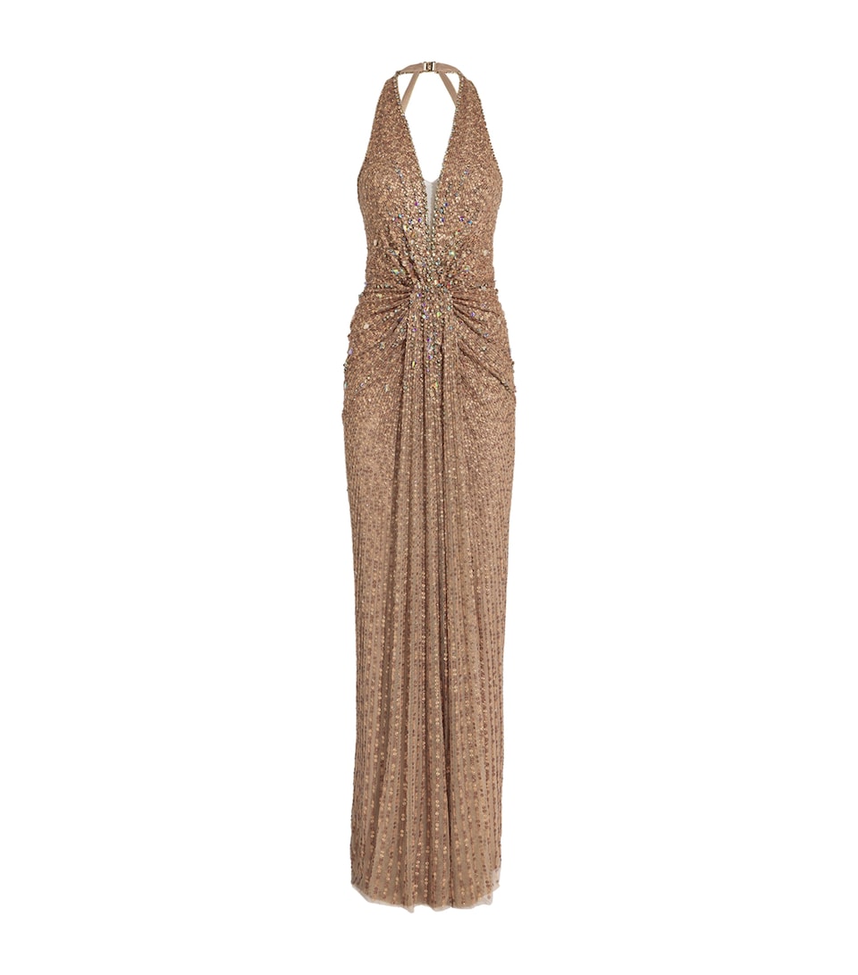 Embellished Gathered Lena Gown